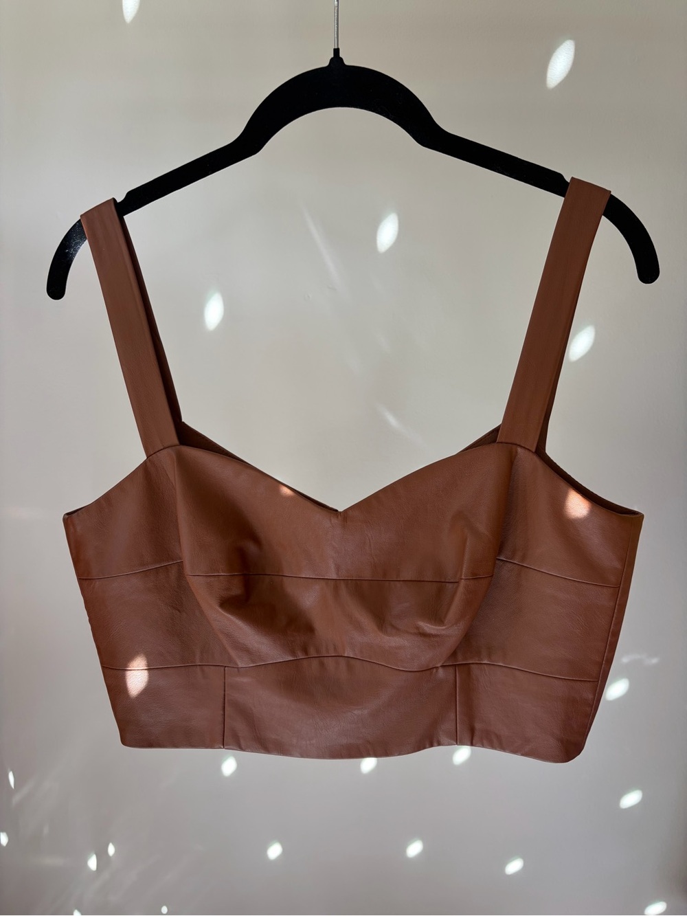 AGGI Faux Leather Brown Crop Tank Top Sz 38